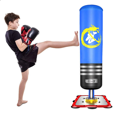 Dripex Kid's Freestanding Punching Bag with Suction Base - 47" Heavy Boxing Bag | Blue