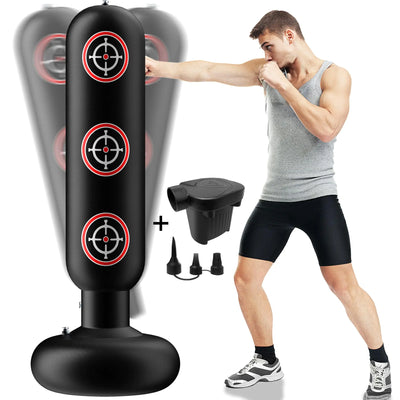 WITHSTAR Freestanding 63" Punching Bag Set with Air Pump (Black)