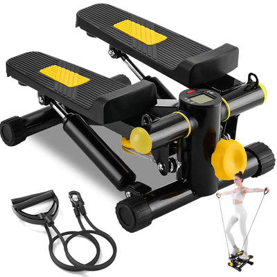 GuuG Compact Home Stepper: Mini Exercise Machine with Bands - Yellow