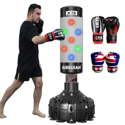 Smart Music 75" LED Punching Bag with Bluetooth and Gloves